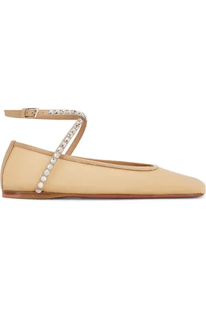 Amina Muaddi Ane Mesh Crystal Flat in