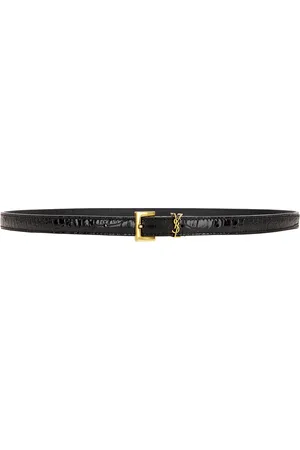 Saint Laurent Cassandre Thin Leather Belt in