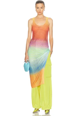 MONSE Blurry Stripe Midi Crochet Dress in Multi in