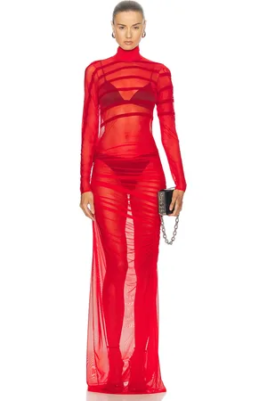 Jean Paul Gaultier Gaultier & Mariniere Turtleneck Draped Mesh Dress in