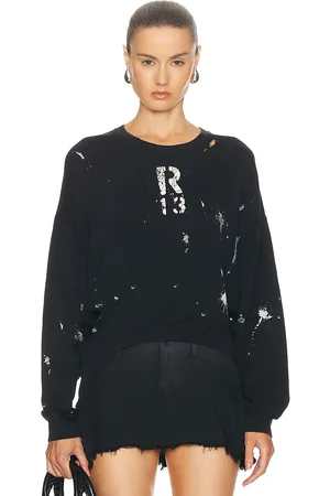 R13 Cropped Crewneck Sweatshirt in