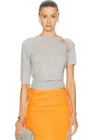 CHRISTOPHER ESBER Cashmere Helix Open Twist Draped Tee Top in