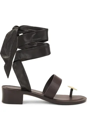 The Row Band Sandal in Espresso Dark Brown & Brass