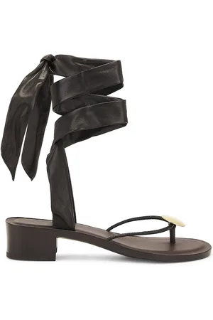 The Row Cord Sandal in Espresso Dark Brown & Brass