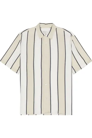 CLUB MONACO Short Sleeve Cabana Stripe Shirt in