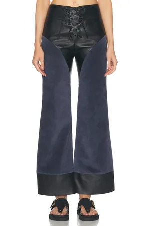Chloé Nappa Leather Suede Wide Leg Pant in