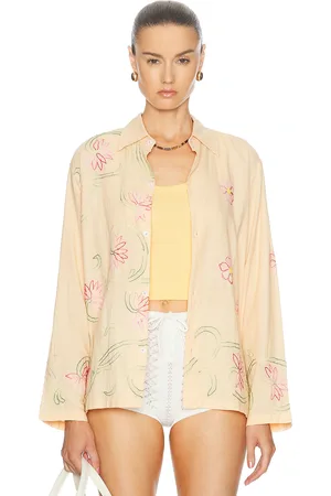 HARAGO Floral Embroidered Shirt in