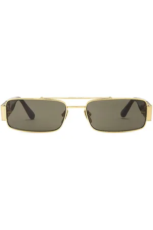 Linda Farrow Joey Sunglasses in Yellow Gold Black & Grey