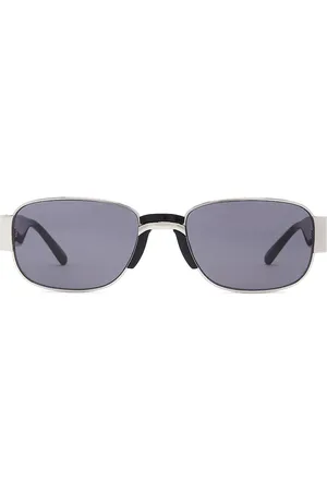 DRIES VAN NOTEN Rectangular Sunglasses in Nickel Black & Grey