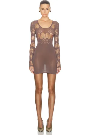 Saint Laurent Cut Out Long Sleeve Dress in