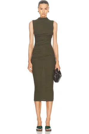 ENZA COSTA Silk Knit Sleeveless Twist Midi Dress in