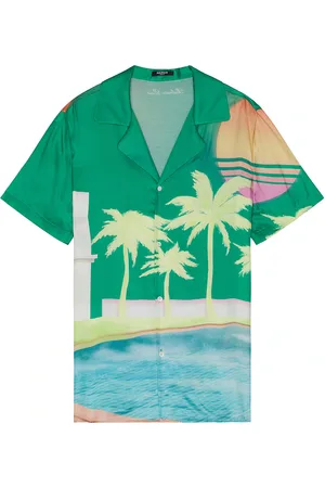 Balmain Short Sleeve Palm Print Pyjama Shirt in