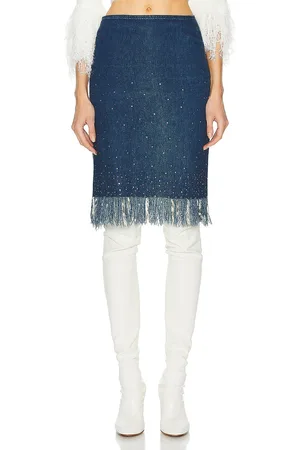 Fendi Denim Fringe Skirt in