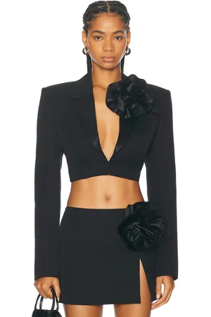 AREA Flower Corsage Cropped Blazer in