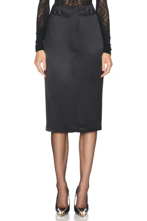 Saint Laurent Satin Pencil Skirt in