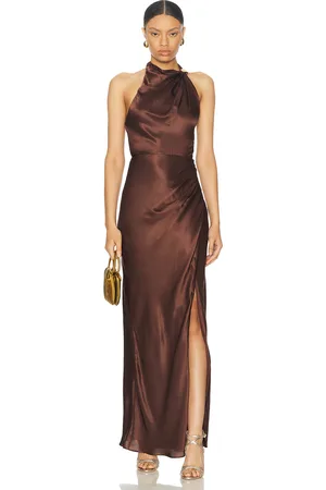 Nicholas Galilea High Neck Gold Trim Maxi Dress in