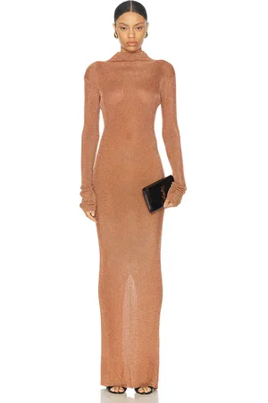 LAQUAN SMITH Long Sleeve Mock Neck Gown in
