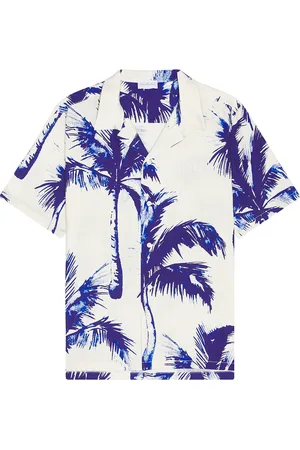 BLUE SKY INN Blue Palm Linen Shirt in