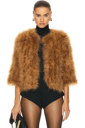 YVES SALOMON Feather Cropped Jacket in