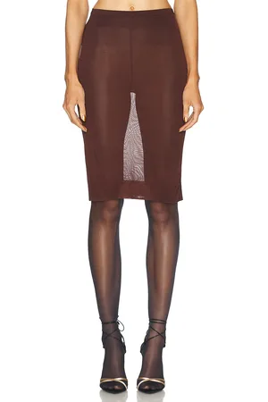 Saint Laurent Sheer Midi Skirt in