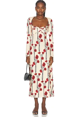 JOHANNA ORTIZ Scarlet Letter Ankle Dress in Papaver Somniferum Ecru Red & Black