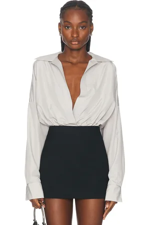 Norma Kamali Super Oversized Boyfriend Shirt Bodysuit in