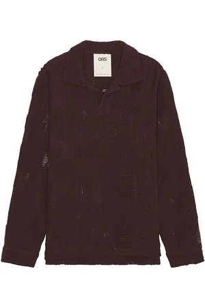 Oas Grot Crochet Long Sleeve Polo in