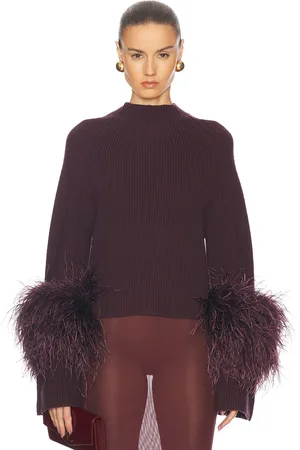 LAPOINTE Merino Mock Neck Feathers Sweater in