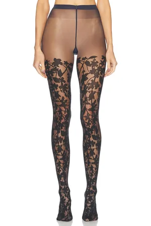 Wolford Graphic Flower Tights in Amber & Black in