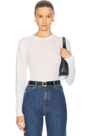 Guest In Residence Shrunken Pointelle Crew Cashmere Sweater in