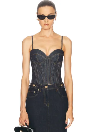 FLEUR DU MAL Denim Bustier Top in