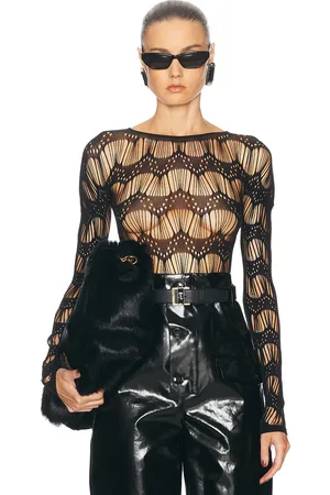 Saint Laurent Cut Out Long Sleeve Bodysuit in