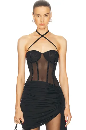 Oseree Crystal Necklace Bodysuit in