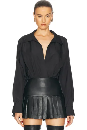 Norma Kamali Super Oversized Boyfriend Shirt Bodysuit in