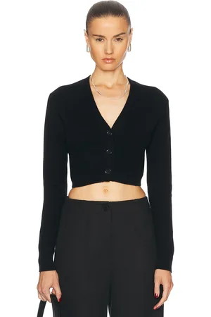 ENZA COSTA Cashmere Cropped V-neck Cardigan in