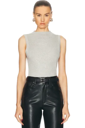 ENZA COSTA Silk Sweater Rib Sleeveless Mockneck Top in