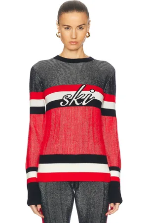 Perfect Moment Evie Sweater in Dark Charcoal Blue Red & Snow White