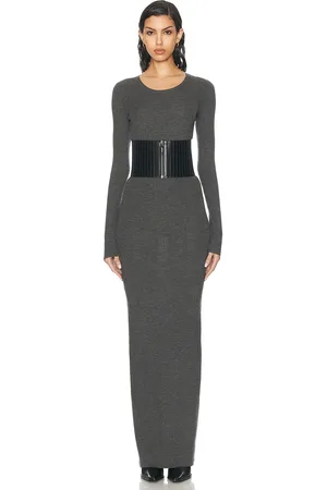 SPRWMN Long Sleeve Crewneck Cashmere Maxi Dress in