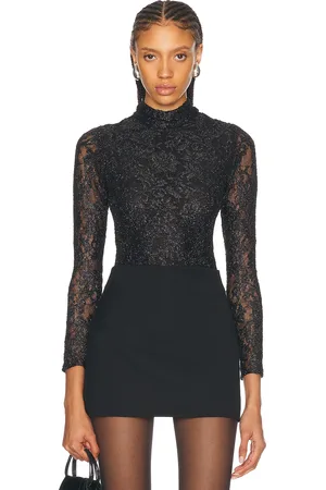 PATBO Metallic Lace High Neck Bodysuit in