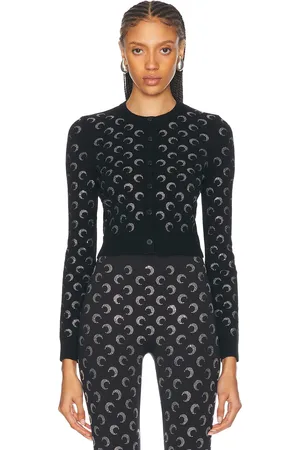 Marine Serre Moon Rhinestone Knit Fitted Cardigan in