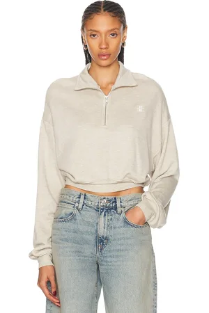 ÉTERNE Cropped Half Zip Sweatshirt in