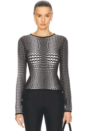 Marine Serre Moon Skin Jacquard Knit Fitted Sweater in
