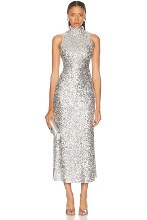 SIMON MILLER Sculpty Sleeveless Sequin Dress in Iridescent in