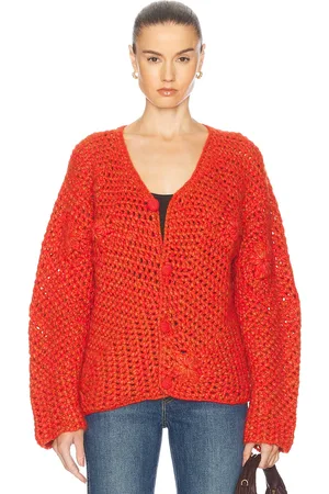 THE ELDER STATESMAN Crochet Boxy Cardigan in