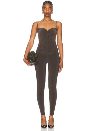 Norma Kamali Strapless Shirred Front Catsuit in