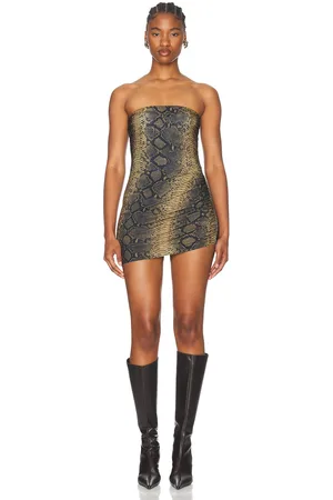 Norma Kamali Strapless Side Drape Pickleball Dress in