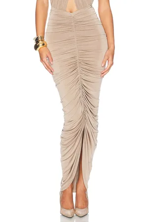 Helsa Bianca Ruched Midi Skirt in
