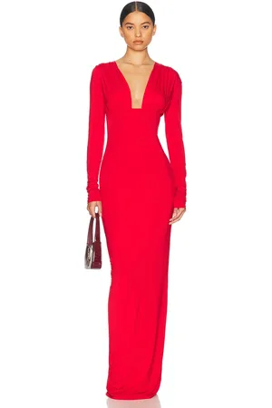 Helsa Jersey Deep V Maxi Dress in