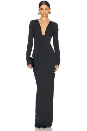 Helsa Jersey Deep V Maxi Dress in