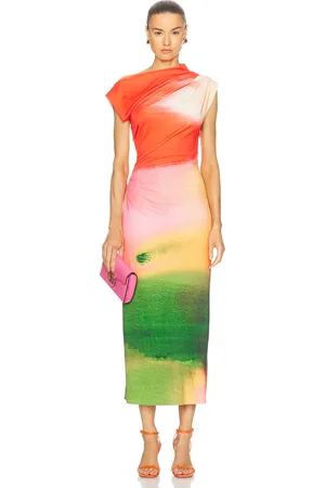 Oscar de la Renta Draped Midi Dress in